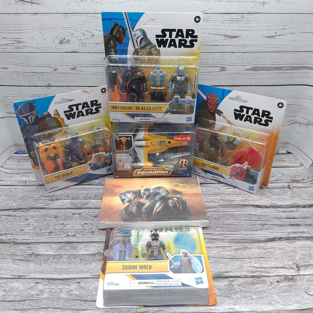 Disneys Star Wars Action Figures & Canvas Print Art (7.5"x5.5") Lot (Read Desc)